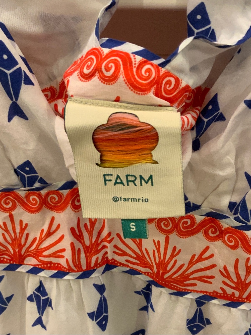 FARM Rio White Dress with Blue Geometric & Orange Floral Bands - Picture 2 of 3